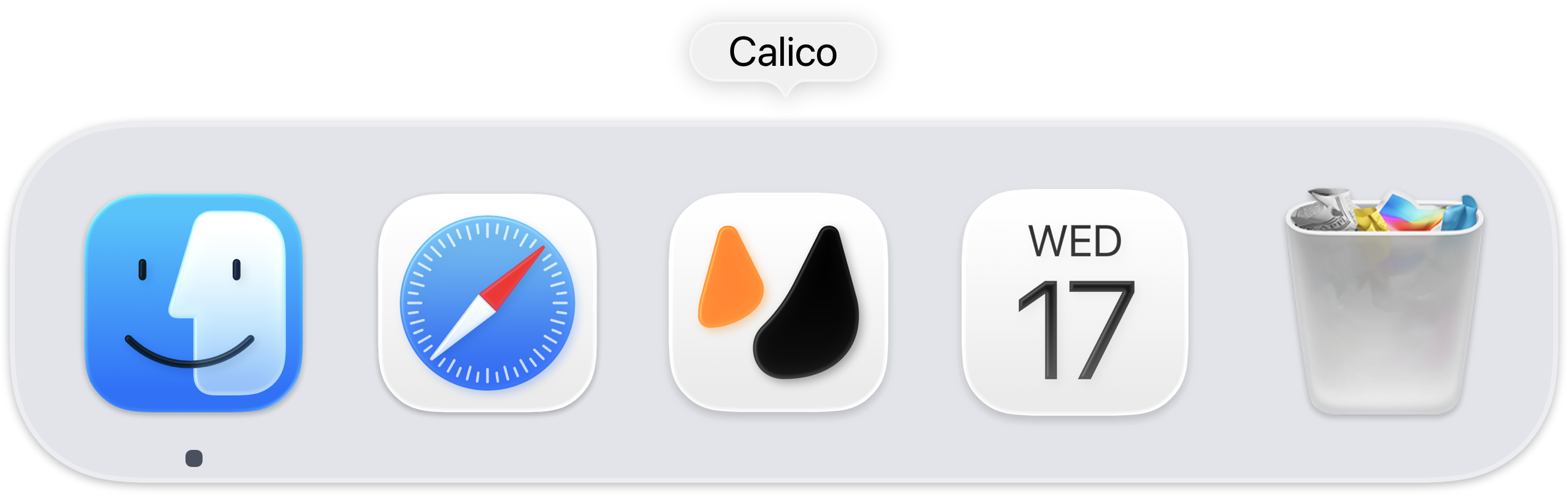 macOS dock with applications
